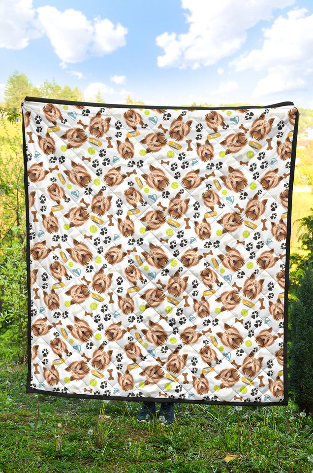 Yorkshire Terrier Pattern Print Design 05 Premium Quilt