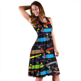 Skate Board Pattern Print Design 03 Sleeveless Midi Dress