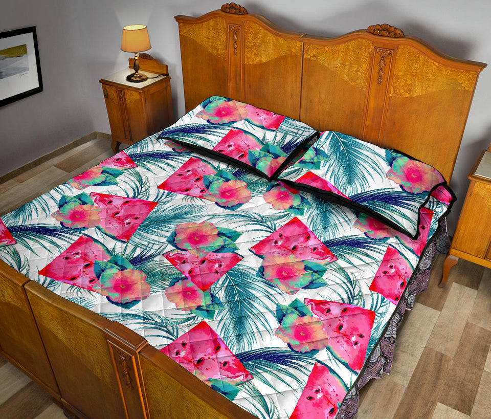 Watermelon Flower Pattern Quilt Bed Set