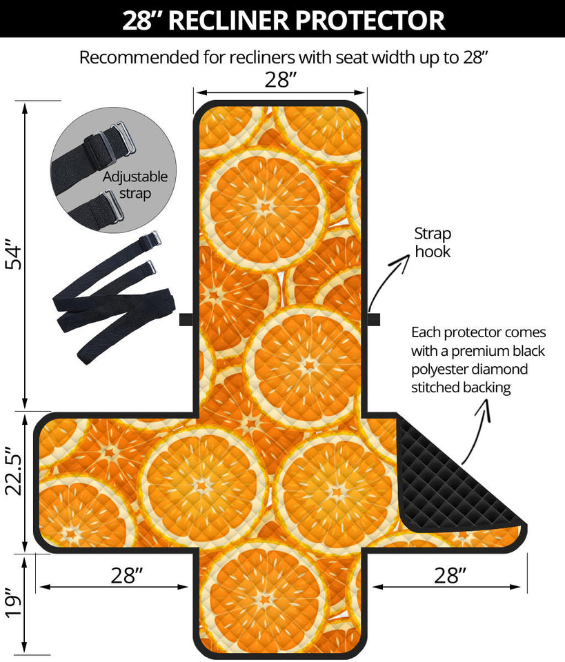 Sliced Orange Pattern Recliner Cover Protector