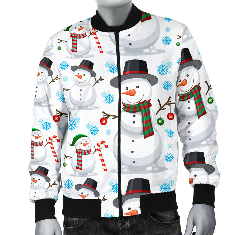 Snowman Pattern Background Men Bomber Jacket