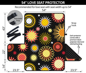 Colorful Sun Pattern Loveseat Couch Cover Protector