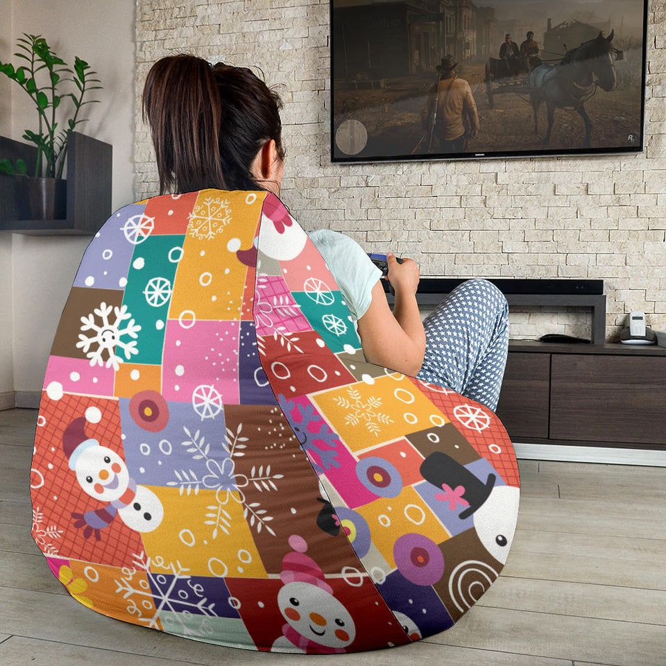 Snowman Colorful Theme Pattern Bean Bag Cover