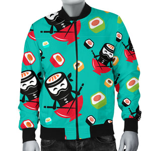 Ninja Sushi Pattern Men Bomber Jacket