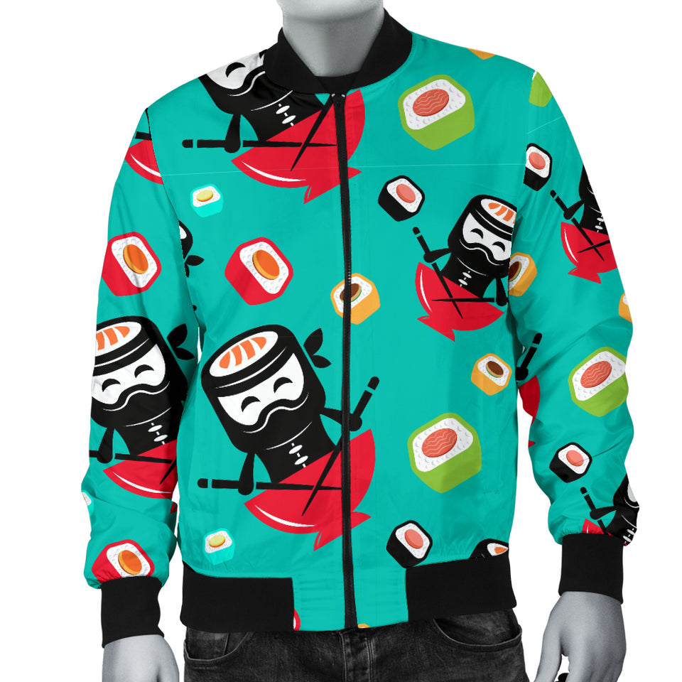 Ninja Sushi Pattern Men Bomber Jacket