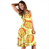 Cheese Pattern Sleeveless Midi Dress