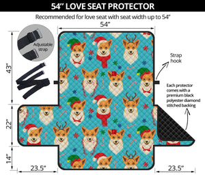 Christmas Corgi Pattern Loveseat Couch Cover Protector