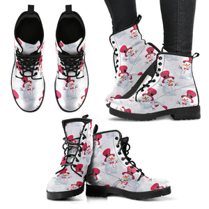 Cute Snowman Pattern Leather Boots