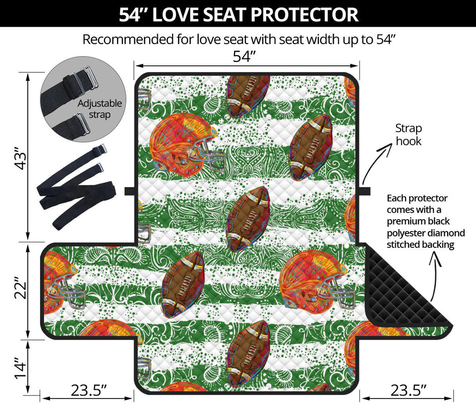 American Football Ball Helmet Pattern Loveseat Couch Cover Protector