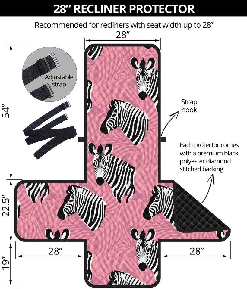 Zebra Head Pattern Recliner Cover Protector