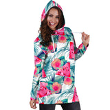 Watermelon Flower Pattern Women Hoodie Dress