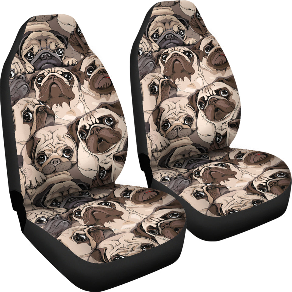 Pug Pattern Background Universal Fit Car Seat Covers