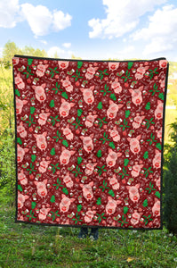 Pig Pattern Print Design 01 Premium Quilt