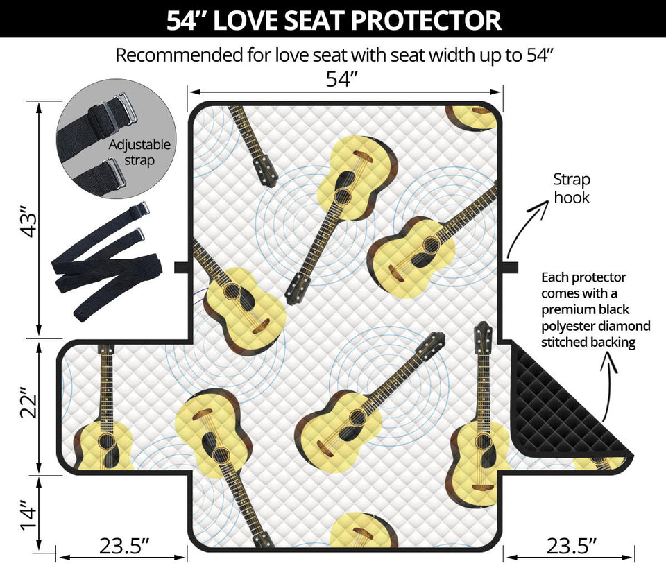 Classic Guitar Pattern Loveseat Couch Cover Protector