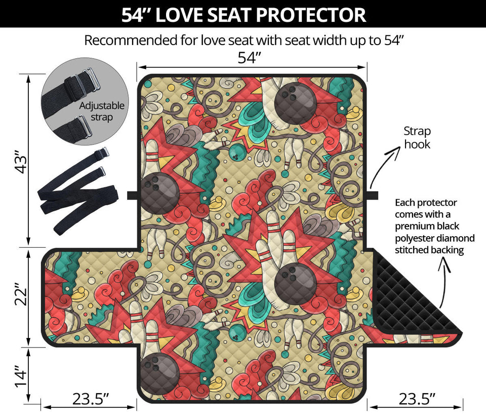 Bowling Pattern Background Loveseat Couch Cover Protector