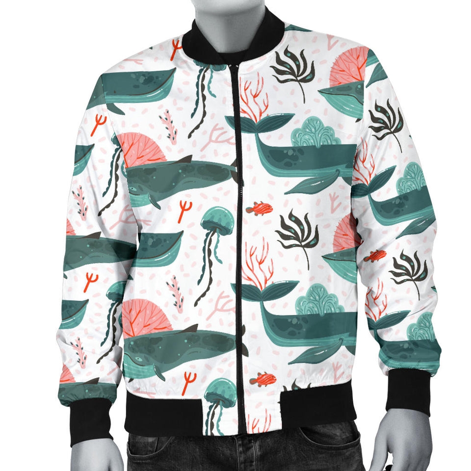 Whale Jelly Fish Pattern  Men Bomber Jacket