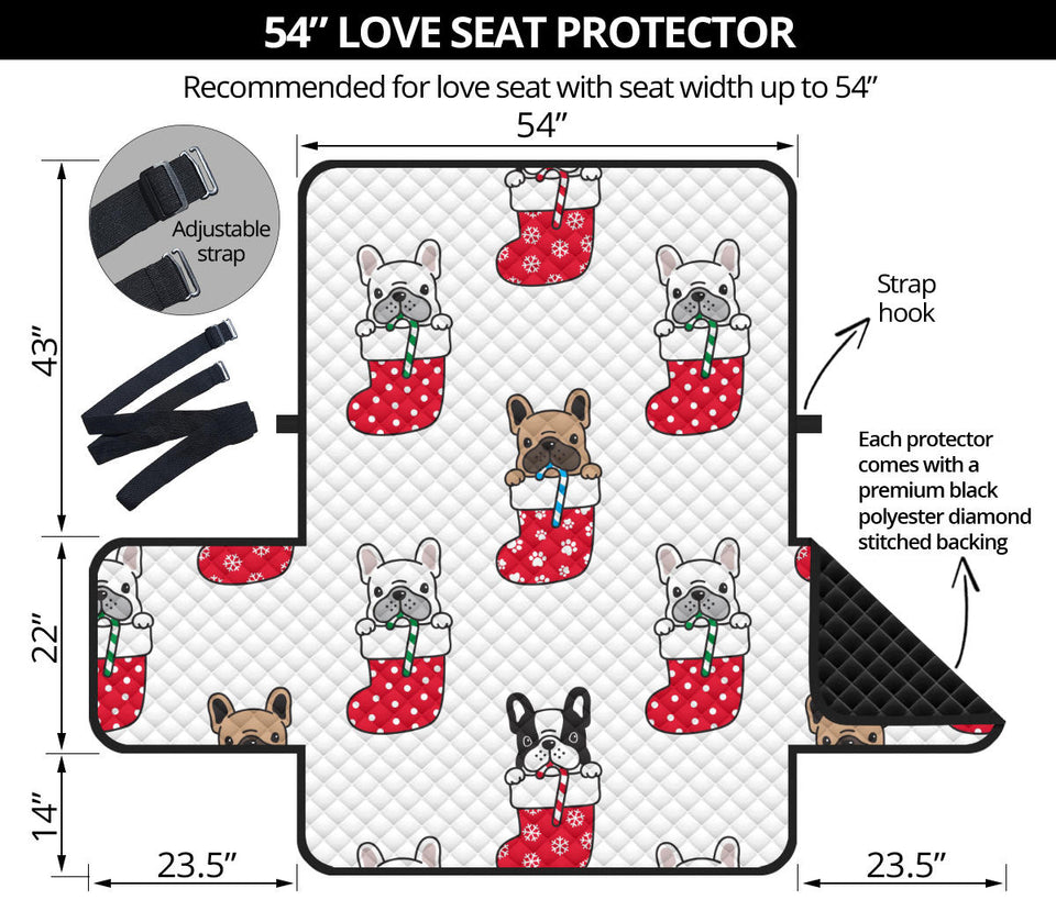 French Bulldog in Sock Pattern Loveseat Couch Cover Protector