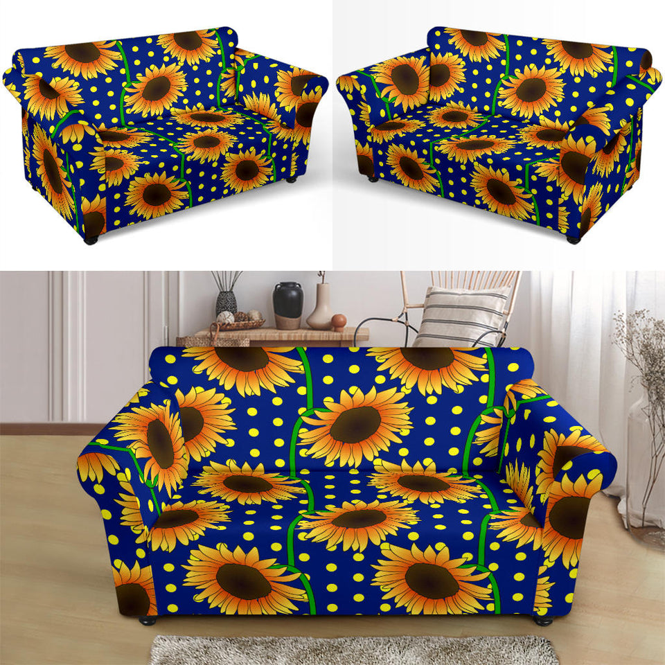 Sunflower Pokka Dot Pattern Loveseat Couch Slipcover