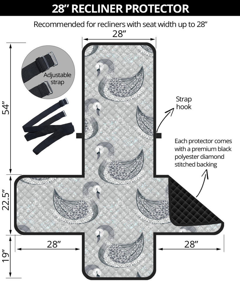 Swan Gray Pattern Recliner Cover Protector