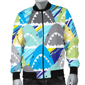 Shark Head Pattern Men Bomber Jacket