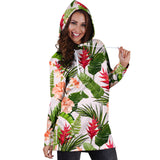 Heliconia Hibiscus Leaves Pattern Women Hoodie Dress