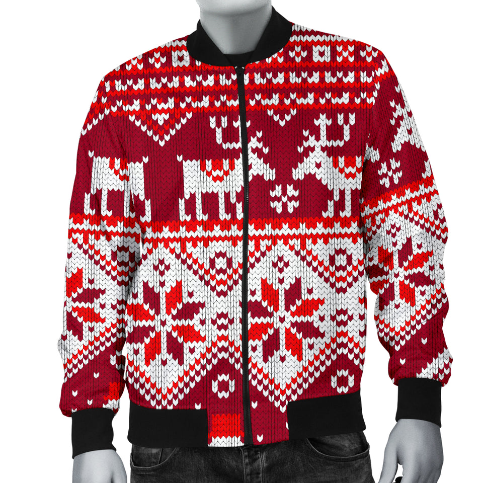 Snowman Sweater Printed Pattern Men Bomber Jacket