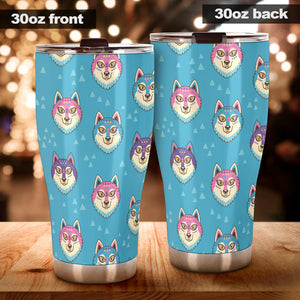 Siberian Husky Head Pattern Tumbler