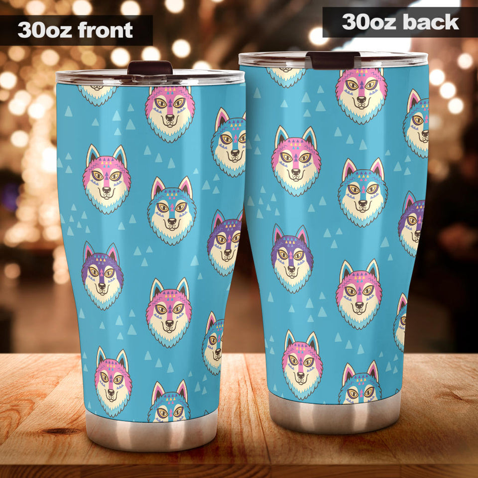 Siberian Husky Head Pattern Tumbler