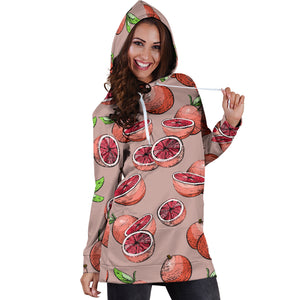 Grapefruit Pattern Background Women Hoodie Dress