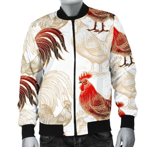 Rooster Chicken Pattern Men Bomber Jacket