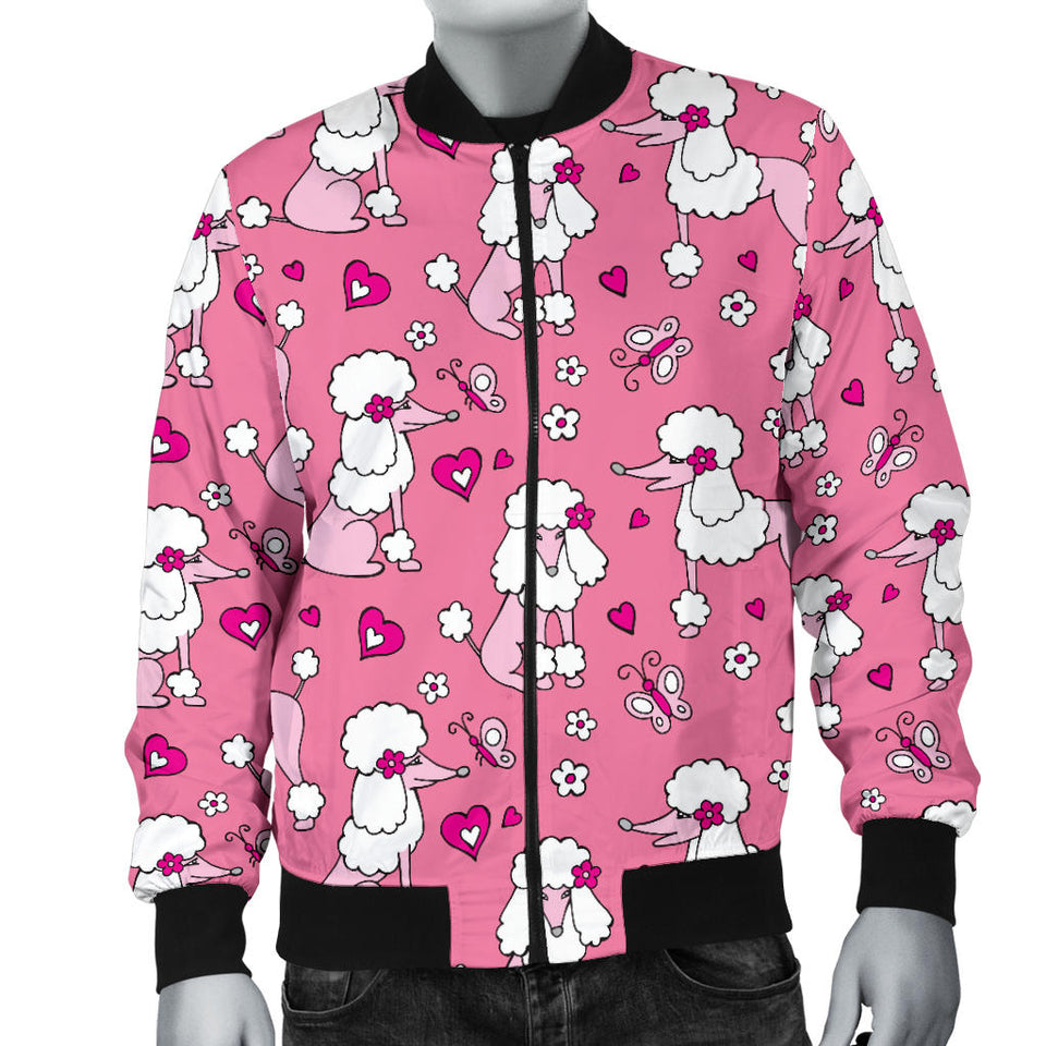 Poodle Pink Heart Pattern Men Bomber Jacket