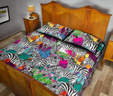 Zebra Colorful Pattern Quilt Bed Set