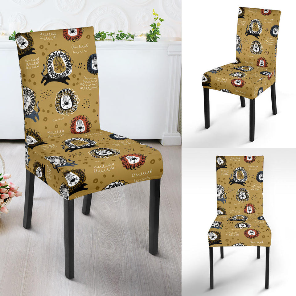 Lion Pattern Print Design 03 Dining Chair Slipcover