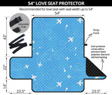 Airplane Pattern Blue Background Loveseat Couch Cover Protector