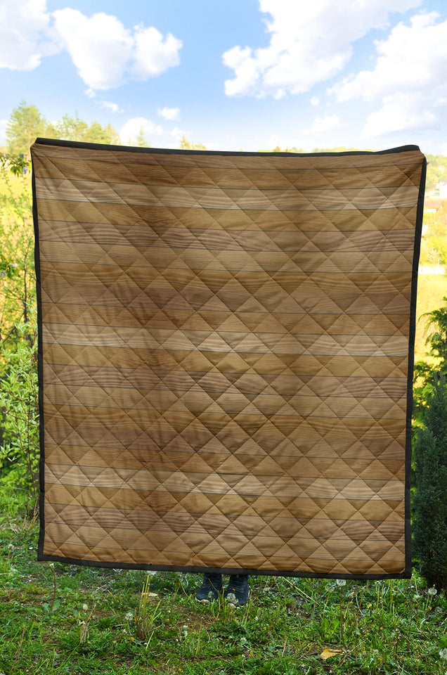 Wood Printed Pattern Print Design 02 Premium Quilt