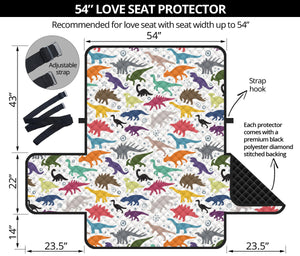 Colorful Dinosaur Pattern Loveseat Couch Cover Protector