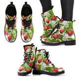 Strawberry Pattern Leather Boots