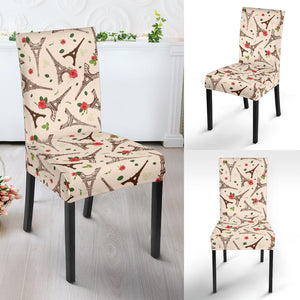 Eiffel Tower Pattern Print Design 03 Dining Chair Slipcover