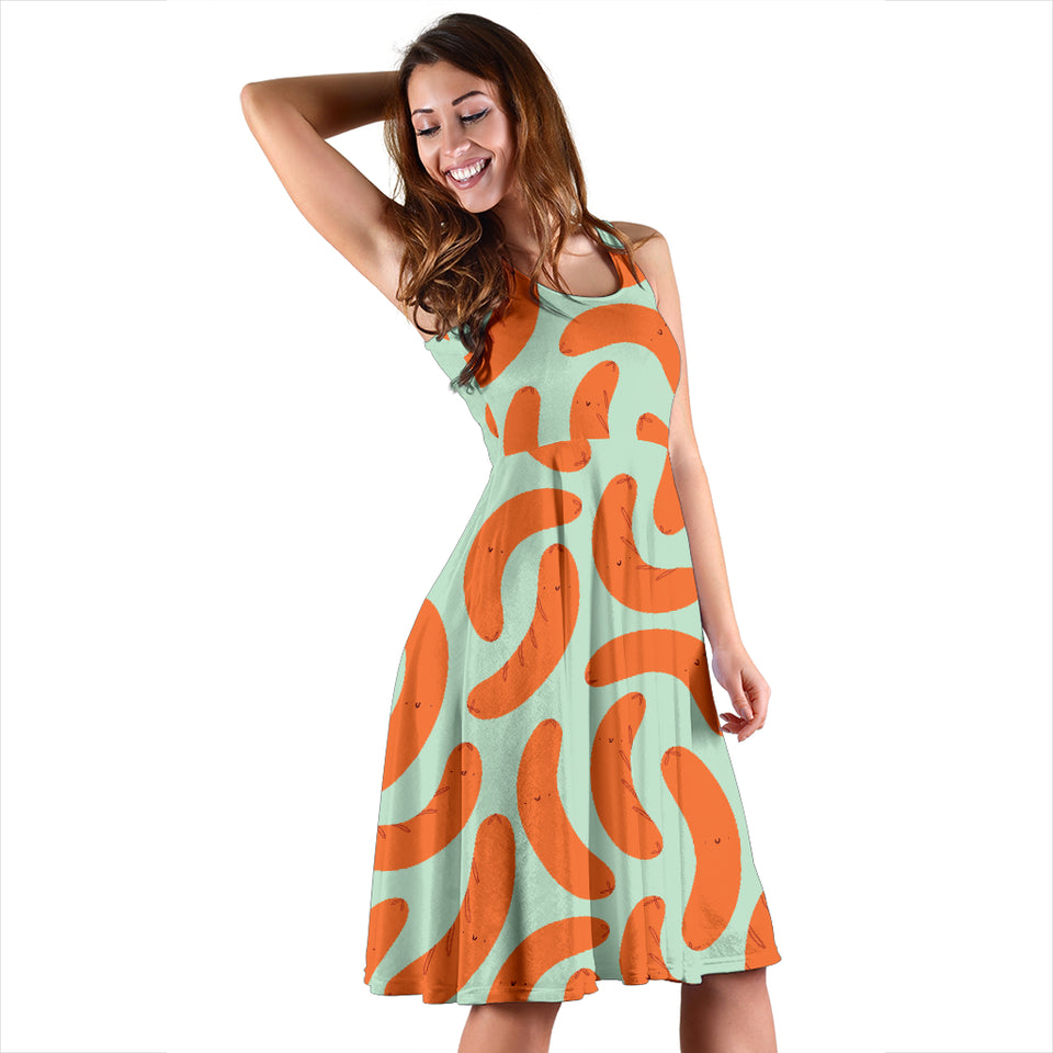 Sausage Pattern Print Design 04 Sleeveless Midi Dress