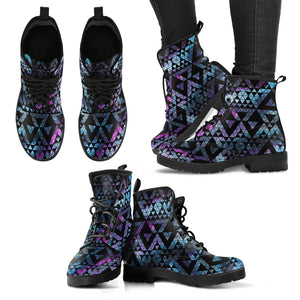 Space Galaxy Tribal Pattern Leather Boots