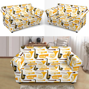 Saxophone Theme Pattern Loveseat Couch Slipcover