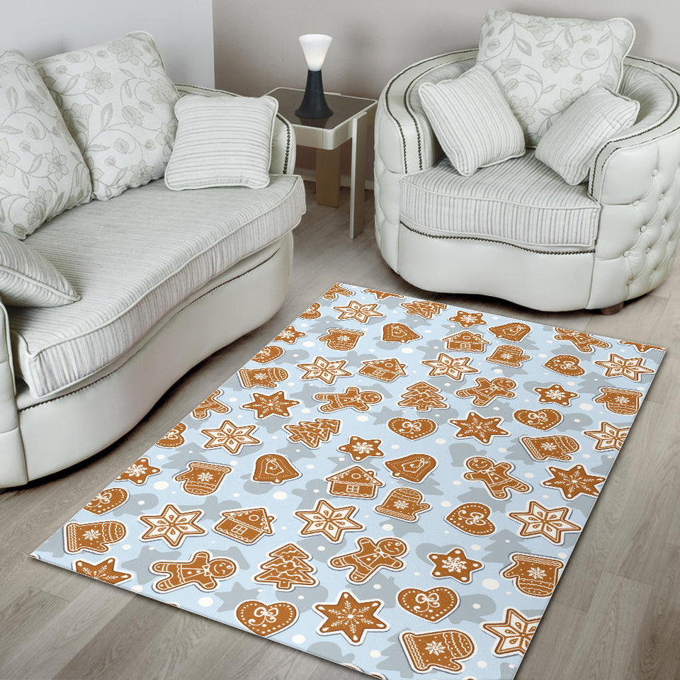 Christmas Gingerbread Cookie Pattern background Area Rug
