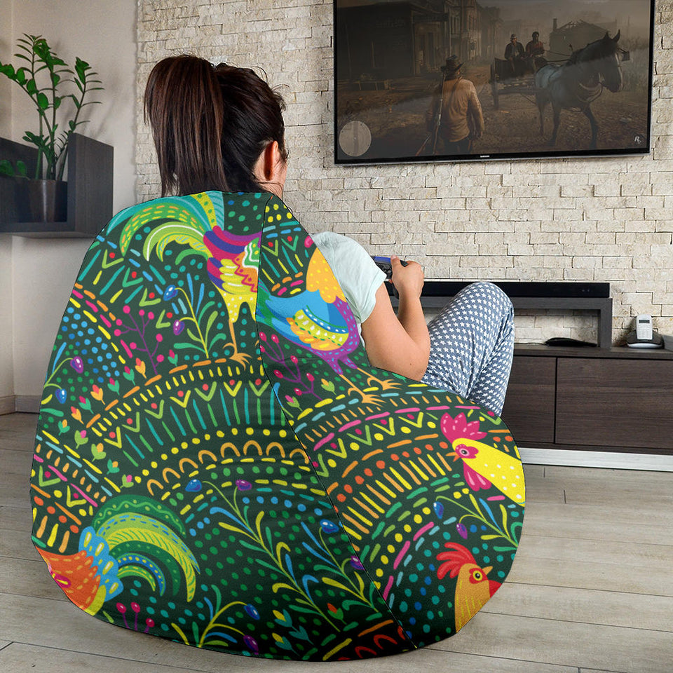 Rooster Chicken Pattern Theme Bean Bag Cover