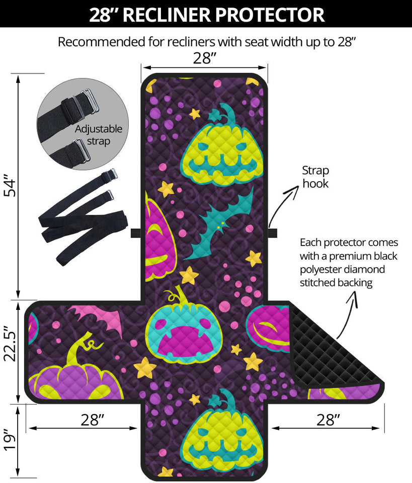 Halloween Pumpkin Bat Pattern Recliner Cover Protector