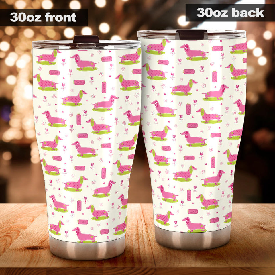 Pink Dachshund Pattern Tumbler