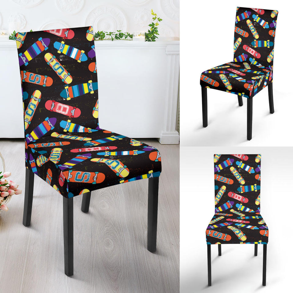 Skate Board Pattern Print Design 02 Dining Chair Slipcover