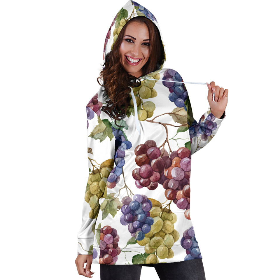 Grape Pattern Women Hoodie Dress