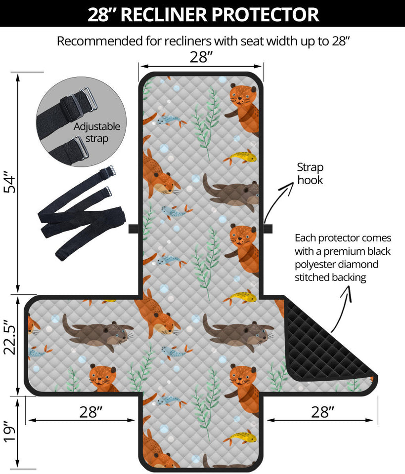 Swimming Fish Otter Pattern Recliner Cover Protector