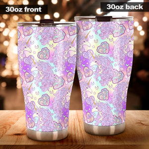 Unicorn Heart Pattern Tumbler