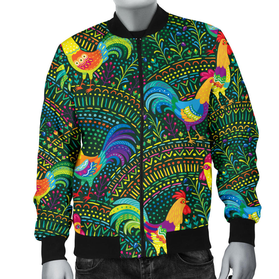 Rooster Chicken Pattern Theme Men Bomber Jacket